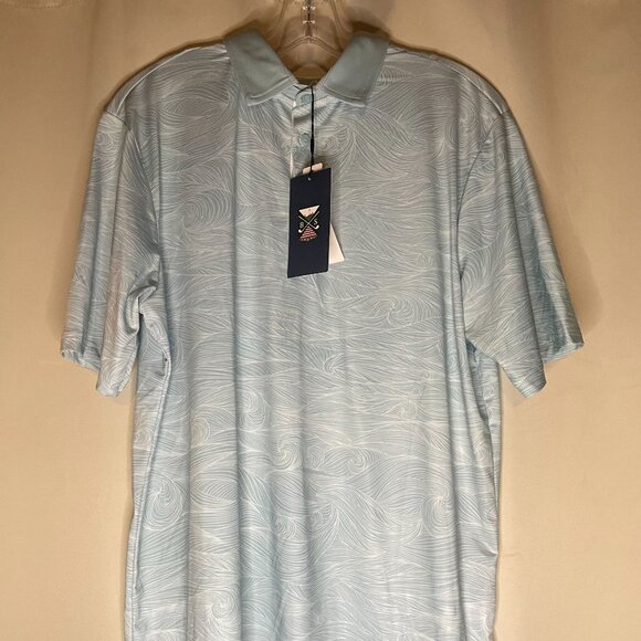 Boston Scott Links Collection NWT Men's Light Blue  Wave  Golf Polo Size L - Picture 1 of 4